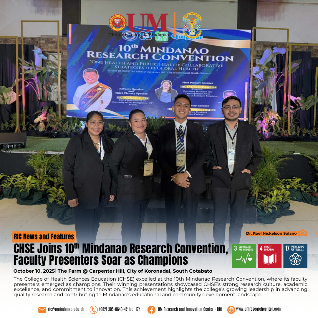 CHSE Joins 10th Mindanao Research Convention, Faculty Presenters Soar as Champions